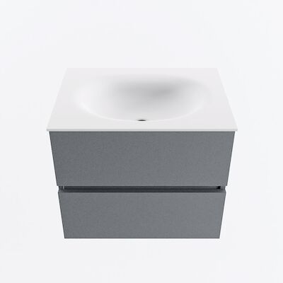 MONDIAZ VICA 60cm badmeubel onderkast Plata 2 lades. Wastafel MOON midden zonder kraangat, kleur Talc.