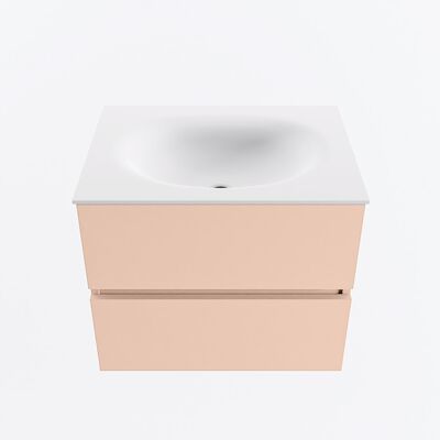 MONDIAZ VICA 60cm badmeubel onderkast Rosee 2 lades. Wastafel MOON midden zonder kraangat, kleur Talc.