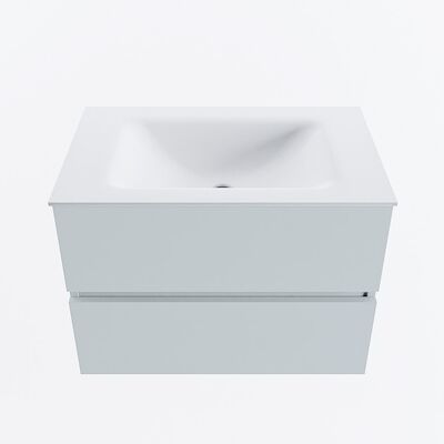 MONDIAZ VICA 70cm badmeubel onderkast Clay 2 lades. Wastafel CLOUD midden 1 kraangat, kleur Talc.