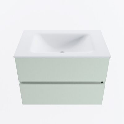 MONDIAZ VICA 70cm badmeubel onderkast Greey 2 lades. Wastafel CLOUD midden zonder kraangat, kleur Talc.