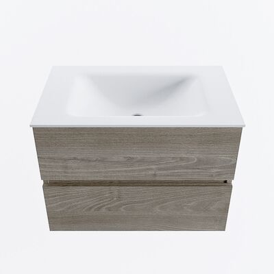 MONDIAZ VICA 70cm badmeubel onderkast Light Brown Grey 2 lades. Wastafel CLOUD midden 1 kraangat, kleur Talc.