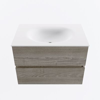MONDIAZ VICA 70cm badmeubel onderkast Light Brown Grey 2 lades. Wastafel MOON midden 1 kraangat, kleur Talc.