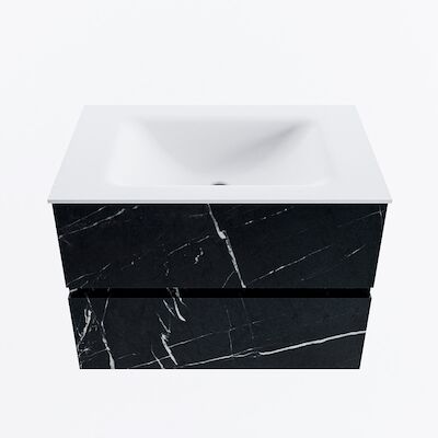MONDIAZ VICA 70cm badmeubel onderkast Marquina 2 lades. Wastafel CLOUD midden 1 kraangat, kleur Talc.