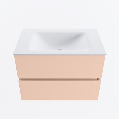 MONDIAZ VICA 70cm badmeubel onderkast Rosee 2 lades. Wastafel CLOUD midden 1 kraangat, kleur Talc.