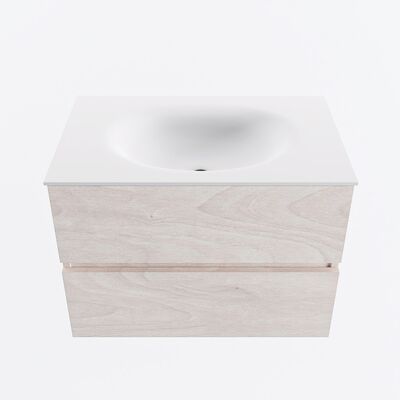 MONDIAZ VICA 70cm badmeubel onderkast Underlayment 2 lades. Wastafel MOON midden 1 kraangat, kleur Talc.