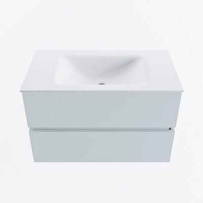 MONDIAZ VICA 80cm badmeubel onderkast Clay 2 lades. Wastafel CLOUD midden 1 kraangat, kleur Talc.