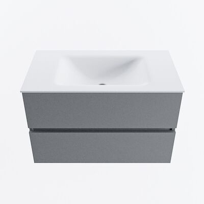 MONDIAZ VICA 80cm badmeubel onderkast Plata 2 lades. Wastafel CLOUD midden zonder kraangat, kleur Talc.