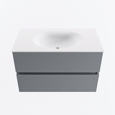 MONDIAZ VICA 80cm badmeubel onderkast Plata 2 lades. Wastafel MOON midden zonder kraangat, kleur Talc.