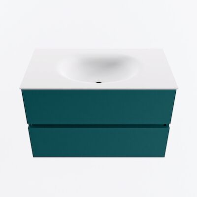 MONDIAZ VICA 80cm badmeubel onderkast Smag 2 lades. Wastafel MOON midden 1 kraangat, kleur Talc.