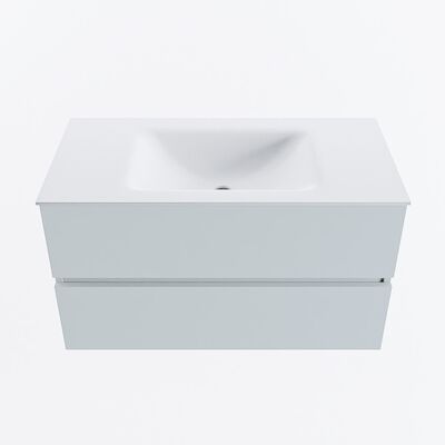 MONDIAZ VICA 90cm badmeubel onderkast Clay 2 lades. Wastafel CLOUD midden zonder kraangat, kleur Talc.