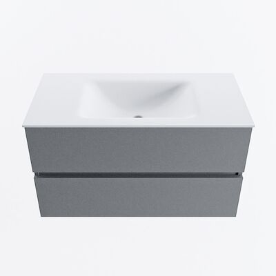 MONDIAZ VICA 90cm badmeubel onderkast Plata 2 lades. Wastafel CLOUD midden zonder kraangat, kleur Talc.