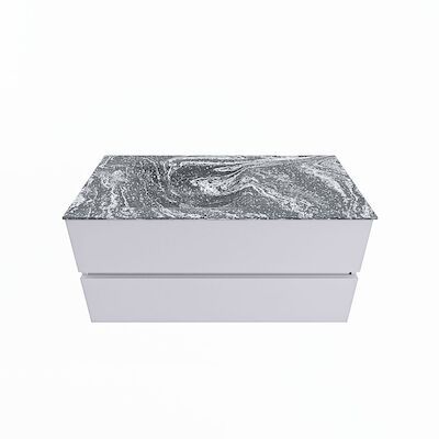 MONDIAZ VICA-DLUX 100cm badmeubel onderkast Cale 2 lades. Inbouw wastafel CLOUD links 1 kraangat, kleur Lava.