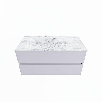 MONDIAZ VICA-DLUX 100cm badmeubel onderkast Cale 2 lades. Inbouw wastafel CLOUD links zonder kraangat, kleur Glace.