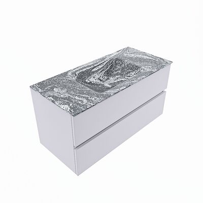 MONDIAZ VICA-DLUX 100cm badmeubel onderkast Cale 2 lades. Inbouw wastafel CLOUD midden 1 kraangat, kleur Lava, en spiegel model SPOT