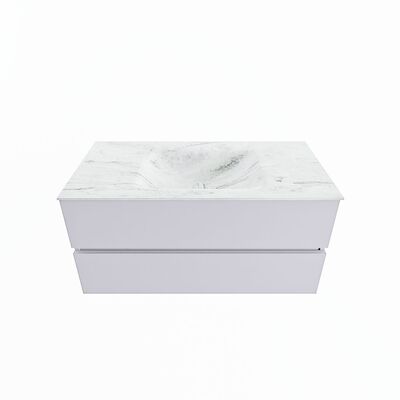 MONDIAZ VICA-DLUX 100cm badmeubel onderkast Cale 2 lades. Inbouw wastafel CLOUD midden zonder kraangat, kleur Opalo.