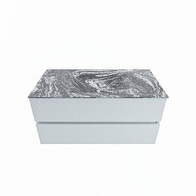 MONDIAZ VICA-DLUX 100cm badmeubel onderkast Clay 2 lades. Inbouw wastafel CLOUD midden 1 kraangat, kleur Lava.