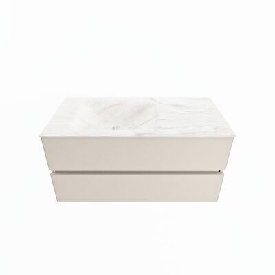 MONDIAZ VICA-DLUX 100cm badmeubel onderkast Linen 2 lades. Inbouw wastafel CLOUD links 1 kraangat, kleur Ostra.