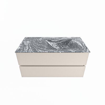 MONDIAZ VICA-DLUX 100cm badmeubel onderkast Linen 2 lades. Inbouw wastafel CLOUD rechts 1 kraangat, kleur Lava.