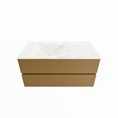 MONDIAZ VICA-DLUX 100cm badmeubel onderkast Oro 2 lades. Inbouw wastafel CLOUD links zonder kraangat, kleur Ostra.