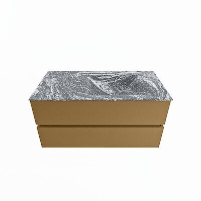 MONDIAZ VICA-DLUX 100cm badmeubel onderkast Oro 2 lades. Inbouw wastafel CLOUD rechts zonder kraangat, kleur Lava.