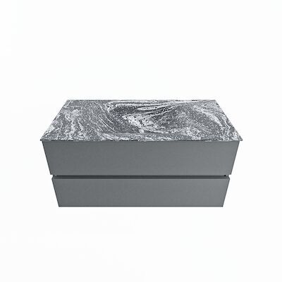 MONDIAZ VICA-DLUX 100cm badmeubel onderkast Plata 2 lades. Inbouw wastafel CLOUD midden 1 kraangat, kleur Lava.