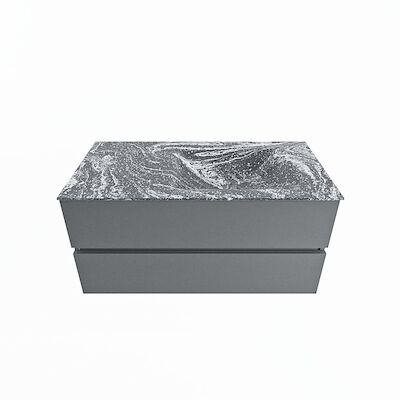 MONDIAZ VICA-DLUX 100cm badmeubel onderkast Plata 2 lades. Inbouw wastafel CLOUD rechts zonder kraangat, kleur Lava.