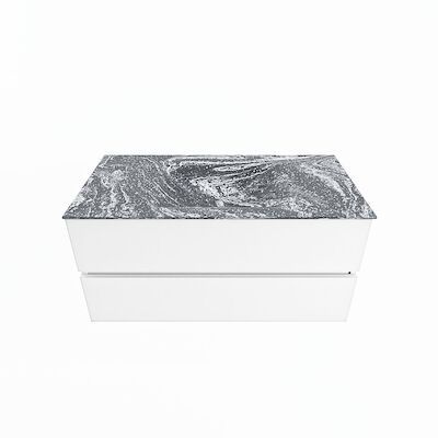 MONDIAZ VICA-DLUX 100cm badmeubel onderkast Talc 2 lades. Inbouw wastafel CLOUD midden 1 kraangat, kleur Lava.