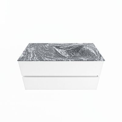 MONDIAZ VICA-DLUX 100cm badmeubel onderkast Talc 2 lades. Inbouw wastafel CLOUD rechts 1 kraangat, kleur Lava.