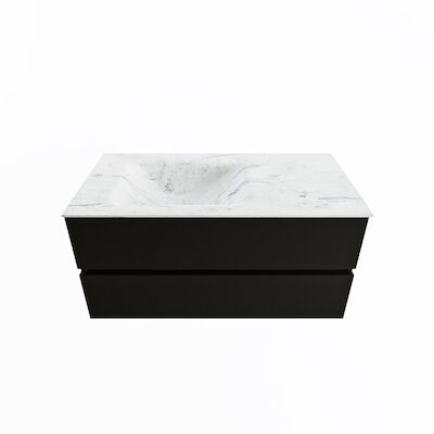 MONDIAZ VICA-DLUX 100cm badmeubel onderkast Urban 2 lades. Inbouw wastafel CLOUD links 1 kraangat, kleur Opalo.