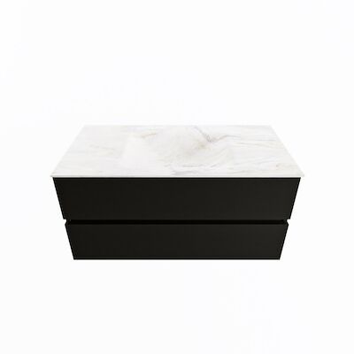 MONDIAZ VICA-DLUX 100cm badmeubel onderkast Urban 2 lades. Inbouw wastafel CLOUD midden 1 kraangat, kleur Ostra.