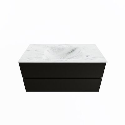 MONDIAZ VICA-DLUX 100cm badmeubel onderkast Urban 2 lades. Inbouw wastafel CLOUD midden zonder kraangat, kleur Opalo.