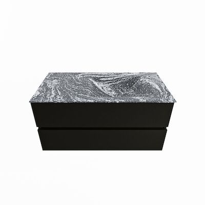 MONDIAZ VICA-DLUX 100cm badmeubel onderkast Urban 2 lades. Inbouw wastafel CLOUD rechts 1 kraangat, kleur Lava.