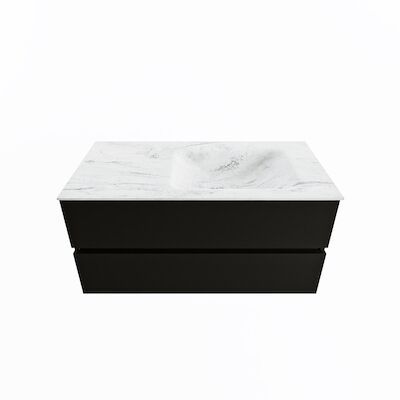 MONDIAZ VICA-DLUX 100cm badmeubel onderkast Urban 2 lades. Inbouw wastafel CLOUD rechts 1 kraangat, kleur Opalo.