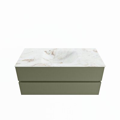 MONDIAZ VICA-DLUX 110cm badmeubel onderkast Army 2 lades. Inbouw wastafel CLOUD midden 1 kraangat, kleur Frappe.