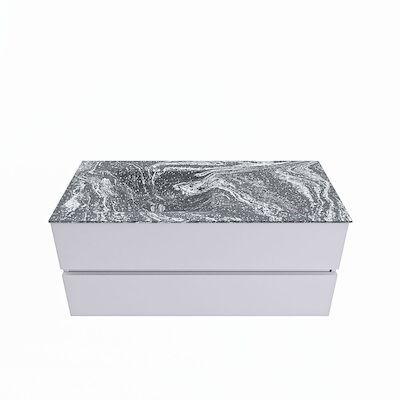 MONDIAZ VICA-DLUX 110cm badmeubel onderkast Cale 2 lades. Inbouw wastafel CLOUD links 1 kraangat, kleur Lava.