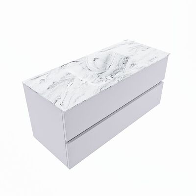 MONDIAZ VICA-DLUX 110cm badmeubel onderkast Cale 2 lades. Inbouw wastafel CLOUD midden zonder kraangat, kleur Glace, en spiegel model SPOT