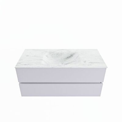 MONDIAZ VICA-DLUX 110cm badmeubel onderkast Cale 2 lades. Inbouw wastafel CLOUD midden zonder kraangat, kleur Opalo.