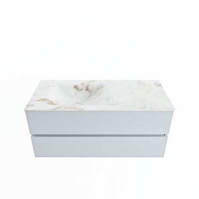 MONDIAZ VICA-DLUX 110cm badmeubel onderkast Clay 2 lades. Inbouw wastafel CLOUD links 1 kraangat, kleur Frappe.