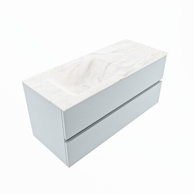 MONDIAZ VICA-DLUX 110cm badmeubel onderkast Clay 2 lades. Inbouw wastafel CLOUD links 1 kraangat, kleur Ostra, en spiegel model SPOT