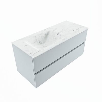 MONDIAZ VICA-DLUX 110cm badmeubel onderkast Clay 2 lades. Inbouw wastafel CLOUD links zonder kraangat, kleur Opalo, en spiegel model SPOT