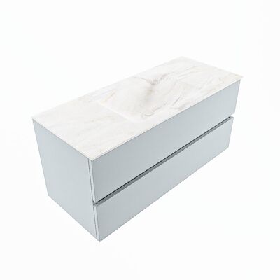 MONDIAZ VICA-DLUX 110cm badmeubel onderkast Clay 2 lades. Inbouw wastafel CLOUD midden 1 kraangat, kleur Ostra, en spiegel model SPOT