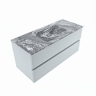 MONDIAZ VICA-DLUX 110cm badmeubel onderkast Clay 2 lades. Inbouw wastafel CLOUD midden zonder kraangat, kleur Lava, en spiegel model SPOT