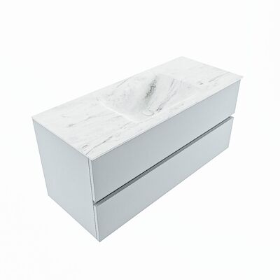 MONDIAZ VICA-DLUX 110cm badmeubel onderkast Clay 2 lades. Inbouw wastafel CLOUD midden zonder kraangat, kleur Opalo, en spiegel model SPOT