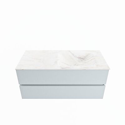 MONDIAZ VICA-DLUX 110cm badmeubel onderkast Clay 2 lades. Inbouw wastafel CLOUD rechts 1 kraangat, kleur Ostra.