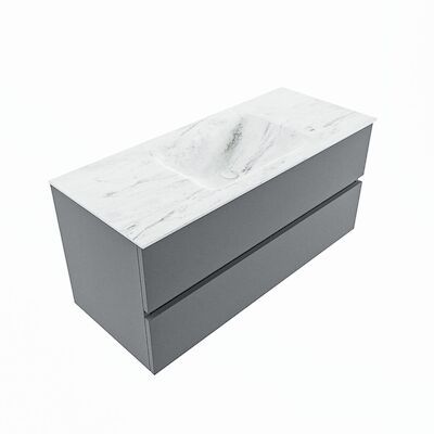MONDIAZ VICA-DLUX 110cm badmeubel onderkast Plata 2 lades. Inbouw wastafel CLOUD midden zonder kraangat, kleur Opalo, en spiegel model SPOT
