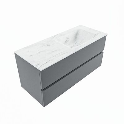 MONDIAZ VICA-DLUX 110cm badmeubel onderkast Plata 2 lades. Inbouw wastafel CLOUD rechts zonder kraangat, kleur Opalo, en spiegel model SPOT