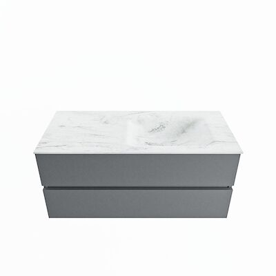 MONDIAZ VICA-DLUX 110cm badmeubel onderkast Plata 2 lades. Inbouw wastafel CLOUD rechts zonder kraangat, kleur Opalo.
