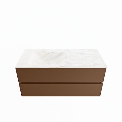 MONDIAZ VICA-DLUX 110cm badmeubel onderkast Rust 2 lades. Inbouw wastafel CLOUD links zonder kraangat, kleur Ostra.