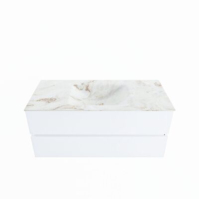 MONDIAZ VICA-DLUX 110cm badmeubel onderkast Talc 2 lades. Inbouw wastafel CLOUD midden 1 kraangat, kleur Frappe.