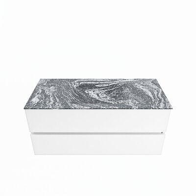 MONDIAZ VICA-DLUX 110cm badmeubel onderkast Talc 2 lades. Inbouw wastafel CLOUD midden zonder kraangat, kleur Lava.